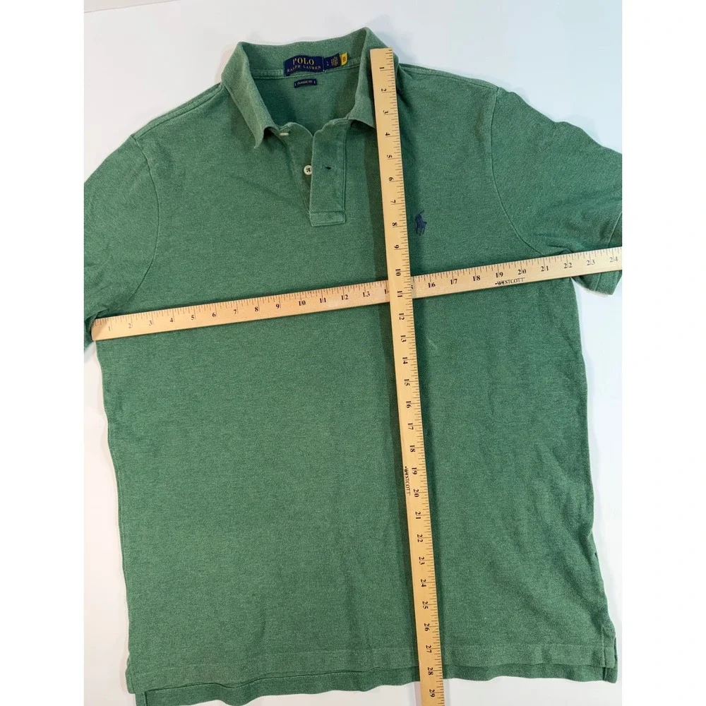 Polo Ralph Lauren Mens Large‎ Green Classic Fit Mesh Short Sleeve Polo Shirt